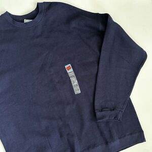 Vintage Hanes Sweatshirt Crewneck Pullover Y2K 2002 NWT Blank Navy Blue Mens 2XL